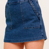 MOONLIGHT EMBRACE  MEDIUM INDIGO DENIM SKORT