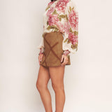 TERRA PATCH FAUX SUEDE SKORT