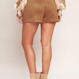TERRA PATCH FAUX SUEDE SKORT