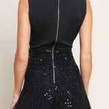 TWINKLE CHIC BLACK TOP AND SEQUIN SHORT ROMPER