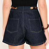 LEOPARD TIE DENIM SKORT