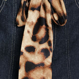 LEOPARD TIE DENIM SKORT