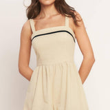 LOVELY LINE WOVEN ROMPER