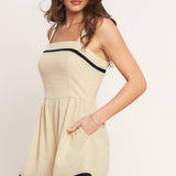 LOVELY LINE WOVEN ROMPER