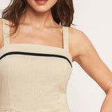 LOVELY LINE WOVEN ROMPER