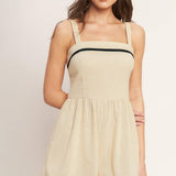LOVELY LINE WOVEN ROMPER