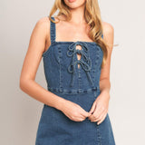 FIRST DATE DENIM SKORT ROMPER