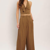 UMBER FLOW WOVEN WIDE LEG PANTS