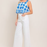 WHITE EASE WOVEN WIDE PANTS