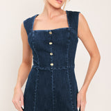 DARK WASH ICON DENIM ROMPER