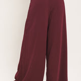 BORDEAUX SHEER DRAPE WOVEN WIDE LEG PANTS