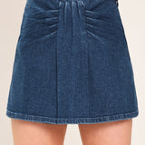 INDIGO RUCHING DENIM SKORT