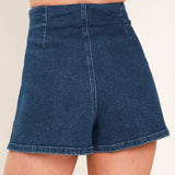 INDIGO RUCHING DENIM SKORT