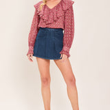 INDIGO RUCHING DENIM SKORT