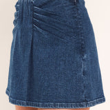 INDIGO RUCHING DENIM SKORT