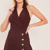 CABERNET KISS WOVEN ROMPER