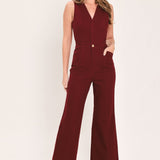 MERLOT CITY MUSE WOVEN TWILL JUMPSUIT