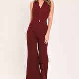 MERLOT CITY MUSE WOVEN TWILL JUMPSUIT