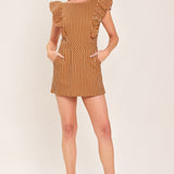 CINNAMON STRIPE WOVEN SKORT ROMPER