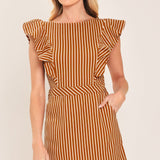 CINNAMON STRIPE WOVEN SKORT ROMPER
