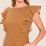 CINNAMON STRIPE WOVEN SKORT ROMPER