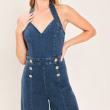 BLUE JEAN HALTER DENIM JUMPSUIT