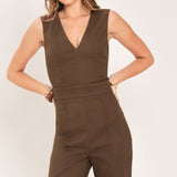 RICH ESPRESSO WOVEN JUMPSUIT