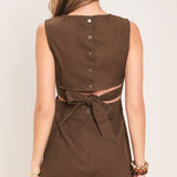 ESPRESSO DATE WOVEN SKORT ROMPER