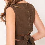 ESPRESSO DATE WOVEN SKORT ROMPER