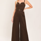 TOFFEE SWEETHEART WOVEN JUMPSUIT
