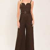 TOFFEE SWEETHEART WOVEN JUMPSUIT