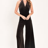 SHIMMERED ESPRESSO VOW VELVET JUMPSUIT