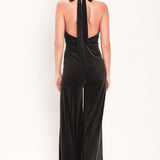 SHIMMERED ESPRESSO VOW VELVET JUMPSUIT