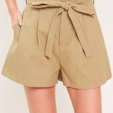 BEIGE MORNING FLUTTER WOVEN SHORTS