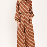 TOFFEE DIAGONAL FLOW WOVEN WIDE LEG PANTS