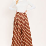 TOFFEE DIAGONAL FLOW WOVEN WIDE LEG PANTS