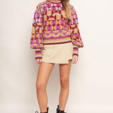 CHEER YOU ON JACQUARD SWEATER TOP
