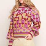 CHEER YOU ON JACQUARD SWEATER TOP