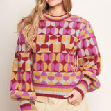 CHEER YOU ON JACQUARD SWEATER TOP