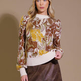 KEEPING TABS JACQUARD PULLOVER SWEATER TOP