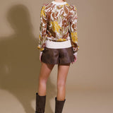KEEPING TABS JACQUARD PULLOVER SWEATER TOP