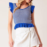 OUT WEST BLUE SWEATER KNIT TOP