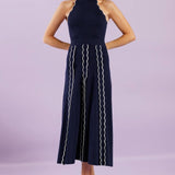 TIME FOR CHEER NAVY SWEATER MIDI DRESS