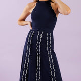 TIME FOR CHEER NAVY SWEATER MIDI DRESS