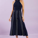 TIME FOR CHEER NAVY SWEATER MIDI DRESS