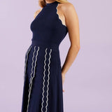 TIME FOR CHEER NAVY SWEATER MIDI DRESS