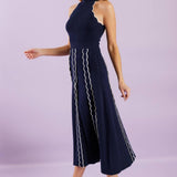 TIME FOR CHEER NAVY SWEATER MIDI DRESS