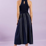 TIME FOR CHEER NAVY SWEATER MIDI DRESS