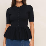 SWEET SERENADE BLACK WOVEN TOP