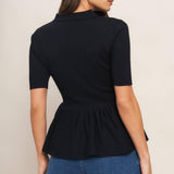 SWEET SERENADE BLACK WOVEN TOP